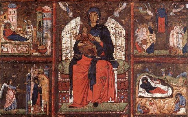unknow artist Virgin and Child Enthroned with Scenes from the Life of the Virgin Norge oil painting art
